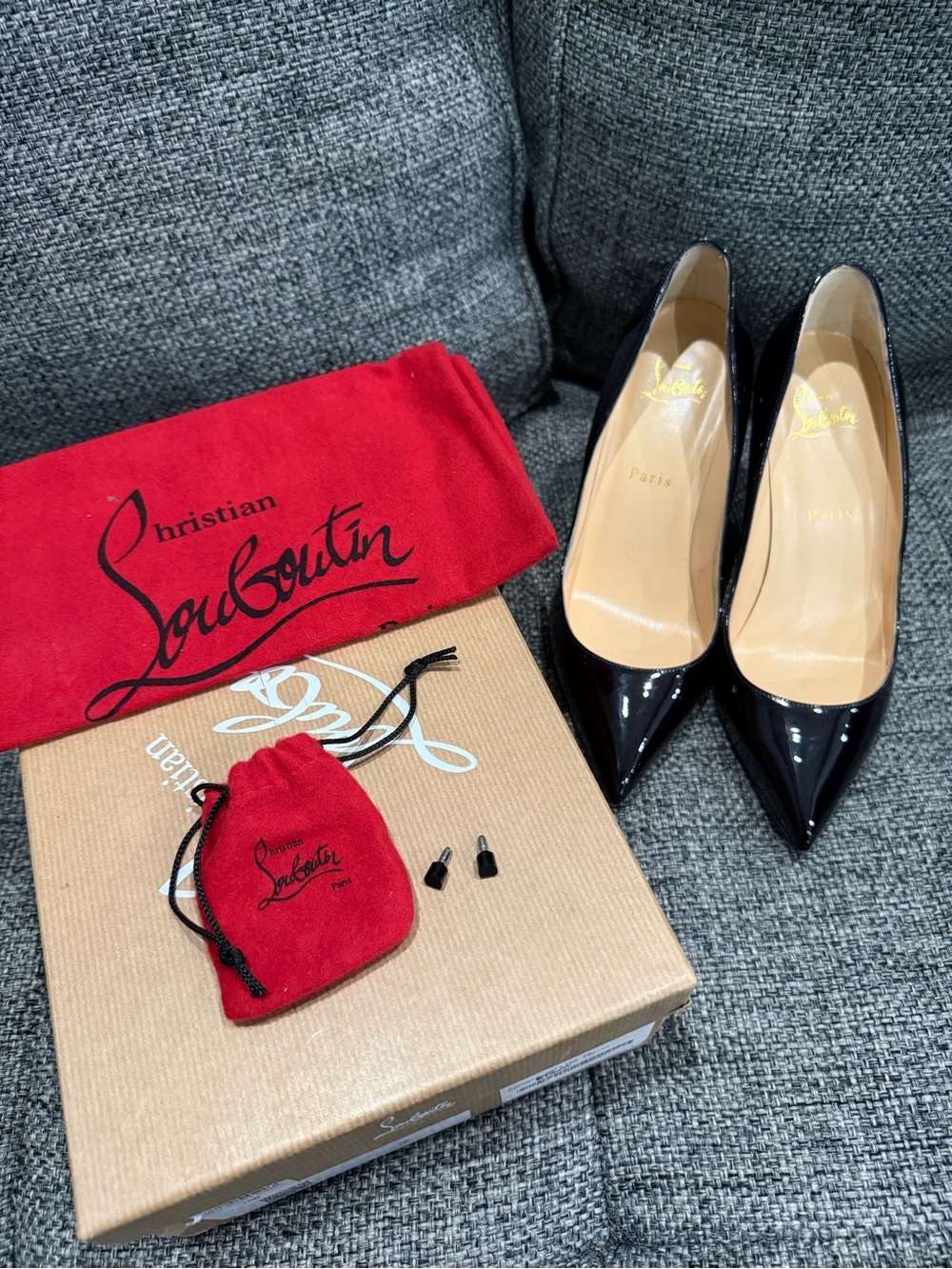 Christian Louboutin Black Patent 85mm Pumps size 38.5, READ DESCRIPTION - Picture 8 of 10